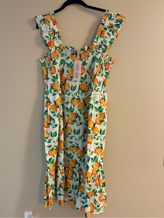 Nanette Lepore Dresses & Skirts - NWT Nanette Lepore Smocked Flutter Sleeve Midi Dress Orange Multi Print XL